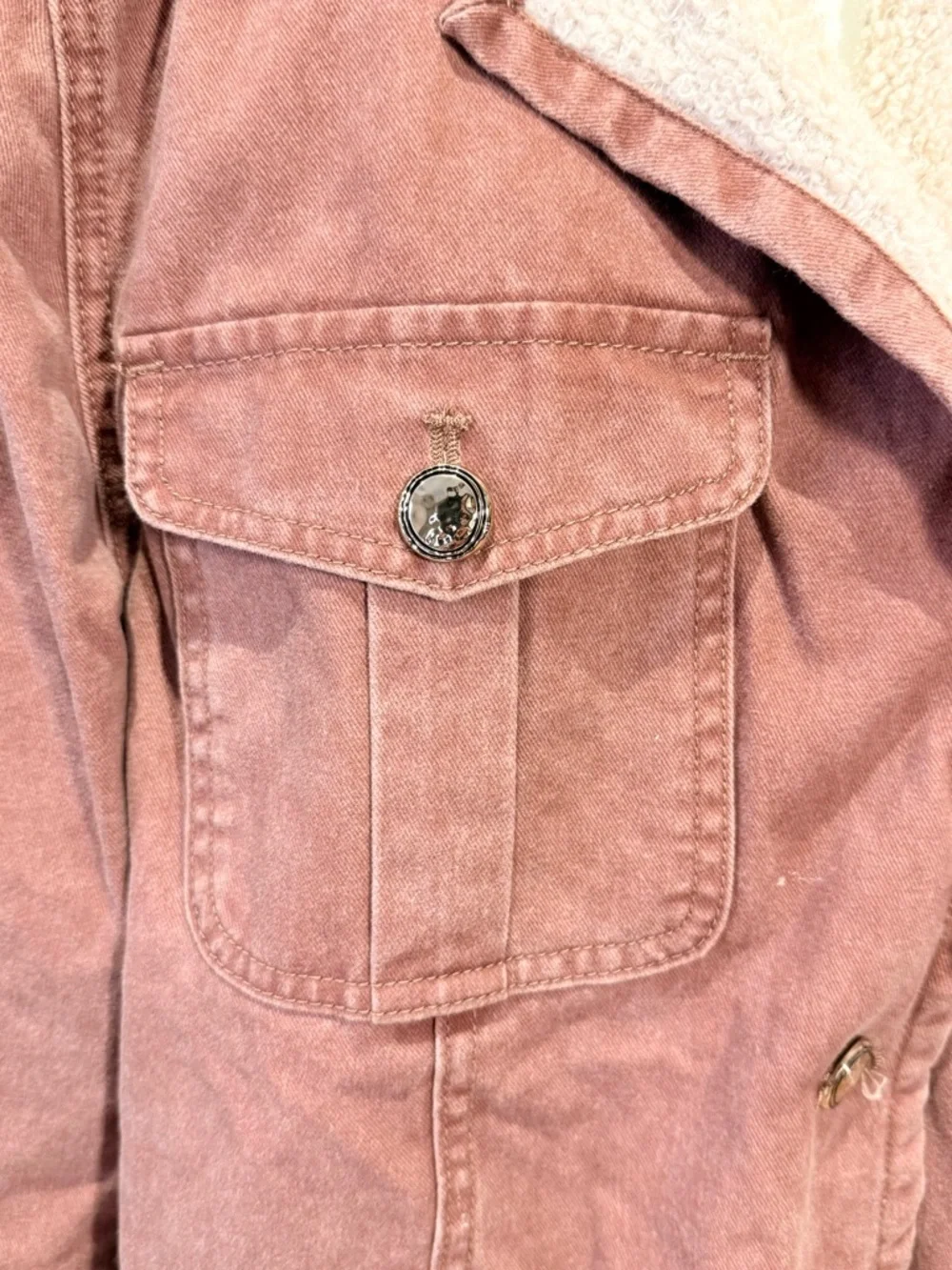 Pink Faux Sherpa Lined Barn Jacket Chore Coat Oversized 2XL - Picture 5 of 6